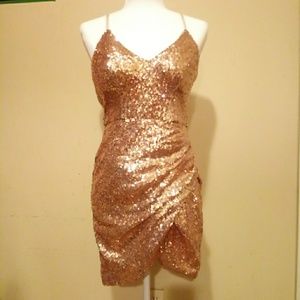 B. Smart gold sequin Deep v dress size 5